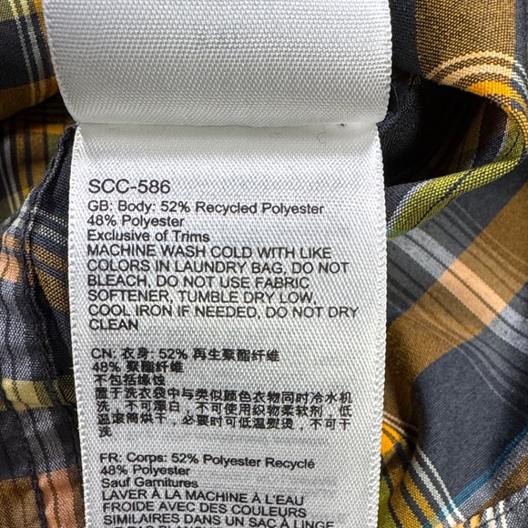 Marmot Checked Plaid Button Shirt Men’s XXL Black And Yellow Short Sleeve Hiking - Picture 8 of 10